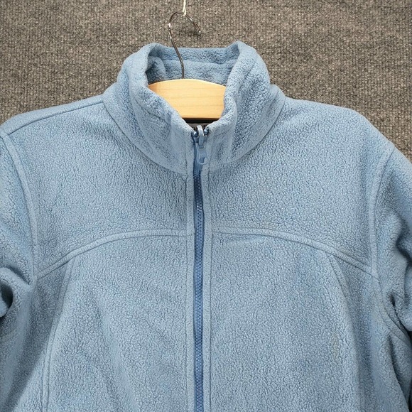 Columbia Interchange Women's Fleece Jacket Blue Medium Logo Front Zip - Picture 3 of 16